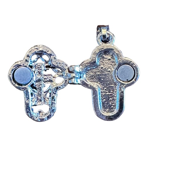 Silver Cross Locket Pendant - Picture 2 of 5